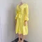 V-neck high waistband bubble sleeved oversized dress