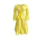 V-neck high waistband bubble sleeved oversized dress