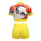 Fashion printed short sleeved top slim fitting shorts two-piece set