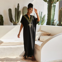 Beach smock embroidered robe made of artificial cotton