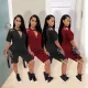 Large Hollow Deep V-Neck Loose Two Piece Set