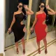 Sexy Fashion Strap Open Back Hollow Solid Color Dress