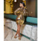 Fashionable gilded long sleeved pleated short dress