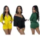 Fashion lace up sexy V-neck short sleeved jumpsuit