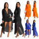 Long lightweight cardigan jacket shorts with lining set