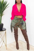 Sexy slim cut camouflage tassel shorts