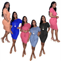 Sexy Fashion Lace up Solid Color Dress