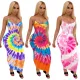 Fashion printed sleeveless suspender dress