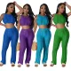 Round neck sleeveless sexy exposed navel fashion torn knit set