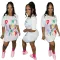 Casual letter printed short sleeved buttock wrap dress