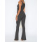 Fashionable solid color skinny hollow out twisted one piece flared pants