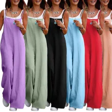 Fashion Pocket Strap Jumpsuit