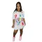 Casual letter printed short sleeved buttock wrap dress