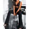 Fashionable solid color skinny hollow out twisted one piece flared pants