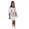 Casual letter printed short sleeved buttock wrap dress