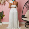 Large open back ruffled sexy top pleated wide leg pants set