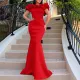 Oversized Fashion One Line Neck Fishtail Dress Long Dress