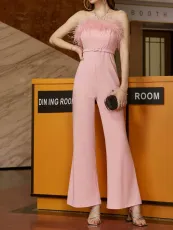 Sexy Wrapped Chest Slim Fit Dress Jumpsuit