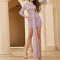 Sexy Round Neck Long Sleeve Dress Slim Fit Wrap Hip Midskirt
