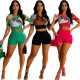 Printed collar slim fitting sports casual set