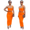 Solid color hollowed out casual home style skirt set of two pieces