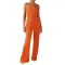 Comfortable pleated fabric wrap chest and swing leg wide leg jumpsuit