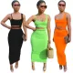 Solid color hollowed out casual home style skirt set of two pieces