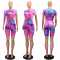Fashion Sports Casual Tie Dyed Short Sleeve Shorts Sexy Two Piece Set