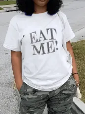 Sexy Large Cotton Letter Print Loose Short Sleeve T-shirt