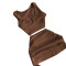 High elasticity sexy V-neck open waist drawstring solid color dress set
