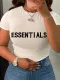 Sexy Large Cotton Letter Print Loose Short Sleeve T-shirt