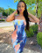 Spring/Summer Colorful Tie Dye Off Shoulder Wrapped Chest Dress