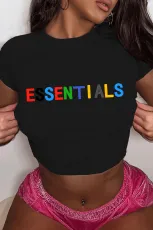 Sexy Large Cotton Letter Print Loose Short Sleeve T-shirt