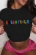 Sexy Large Cotton Letter Print Loose Short Sleeve T-shirt