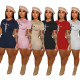 Fashion Letter Printing Casual Short Two Piece Set