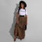 Leopard print skirt set two-piece short sleeved long skirt set
