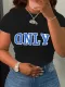 Sexy Large Cotton Letter Print Loose Short Sleeve T-shirt