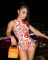 Fashionable butterfly printed hollow out jumpsuit
