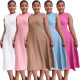 New European and American Women's Commuter Short Sleeve Solid Color Dress