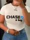 Cotton Letter Print Large Loose Short Sleeve T-shirt