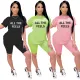 Casual short sleeved round neck printed set