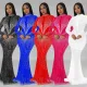 Fashionable women's mesh hot diamond sleeved dress