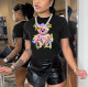 Cotton Letter Print Large Loose Short Sleeve T-shirt