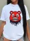 Cotton Letter Print Large Loose Short Sleeve T-shirt