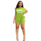 Spring/Summer Casual Fashion Round Neck Print Multi Color Two Piece Set