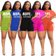 Spring/Summer Casual Fashion Round Neck Print Multi Color Two Piece Set