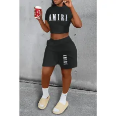 Large print casual two-piece set