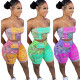 Summer popular printed casual pants beach shorts set