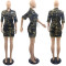 Fashionable camouflage cardigan with waistband woven dress