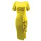 Fashion Solid Color Pleated Split Casual Open Back Sexy Bubble Sleeve Wrap Arm Dress
